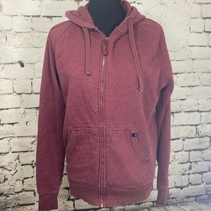 PACT Organic S/M Zip-Up Hoodie Hooded Sweatshirt, Dark/Brick Red